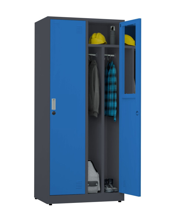 Szafa socjalna BHP ubraniowa, zamek elektroniczny, 1800x800x500 mm, grafitowo-niebieska - TechViking