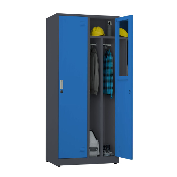 Szafa socjalna BHP ubraniowa, zamek elektroniczny, 1800x800x500 mm, grafitowo-niebieska - TechViking #3