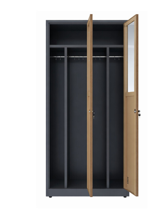 Szafa socjalna BHP ubraniowa, 1800x800x500 mm, NATURAL: grafitowa/orzech - TechViking