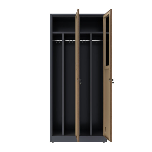 2x Szafa socjalna BHP ubraniowa, 1800x800x500 mm, NATURAL: grafitowa/orzech - TechViking #2