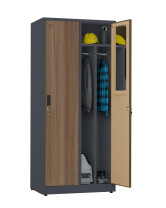 Szafa socjalna BHP ubraniowa, 1800x800x500 mm, NATURAL: grafitowa/orzech - TechViking