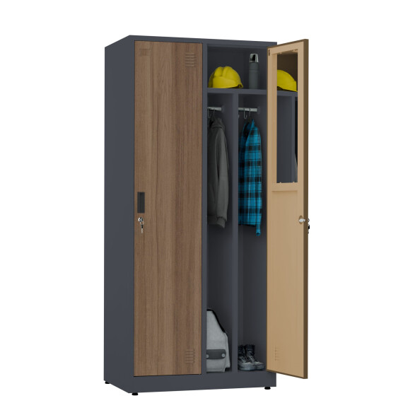 2x Szafa socjalna BHP ubraniowa, 1800x800x500 mm, NATURAL: grafitowa/orzech - TechViking #3