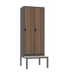 Szafa socjalna BHP ubraniowa z ławką, 2200x800x500 mm, NATURAL: grafitowa/orzech - TechViking #1