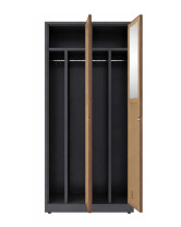 Szafa socjalna BHP ubraniowa, zamek elektroniczny, 1800x800x500 mm, NATURAL: grafitowa/orzech - TechViking