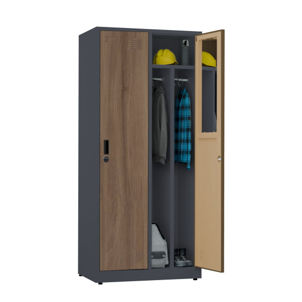 Szafa socjalna BHP ubraniowa, zamek elektroniczny, 1800x800x500 mm, NATURAL: grafitowa/orzech - TechViking #3