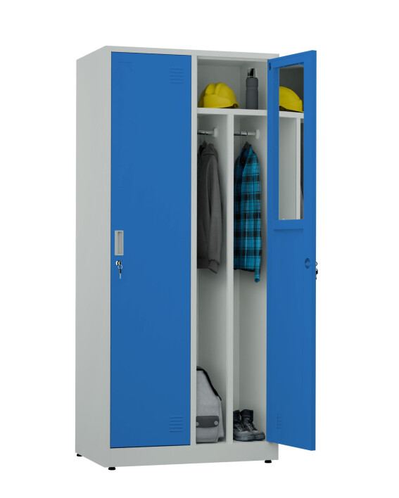 Szafa socjalna BHP ubraniowa, 1800x800x500 mm, szaro-niebieska - TechViking