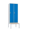 Szafa socjalna BHP ubraniowa z ławką, 2200x800x500 mm, szaro-niebieska - TechViking #1