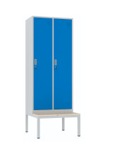 Szafa socjalna BHP ubraniowa z ławką, 2200x800x500 mm, szaro-niebieska - TechViking