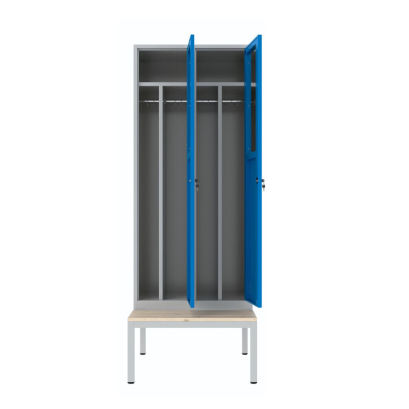 Szafa socjalna BHP ubraniowa z ławką, 2200x800x500 mm, szaro-niebieska - TechViking #2