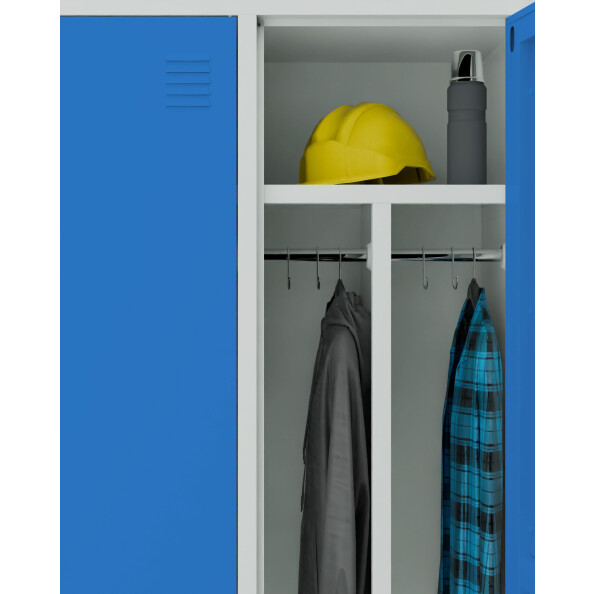 Szafa socjalna BHP ubraniowa z ławką, 2200x800x500 mm, szaro-niebieska - TechViking #3