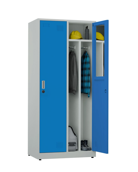 Szafa socjalna BHP ubraniowa, zamek elektroniczny, 1800x800x500 mm, szaro-niebieska - TechViking