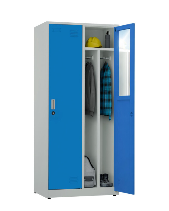 Szafa socjalna BHP ubraniowa, zamek szyfrowy, 1800x800x500 mm, szaro-niebieska - TechViking
