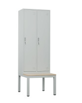 Szafa socjalna BHP ubraniowa z ławką, 2200x800x500 mm, szara - TechViking