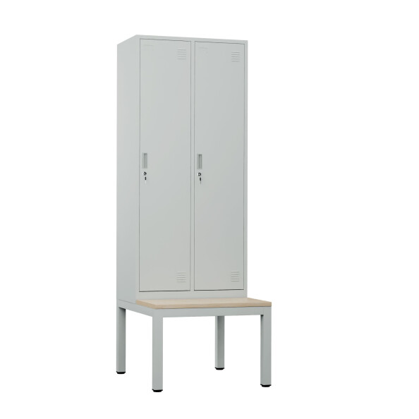 Szafa socjalna BHP ubraniowa z ławką, 2200x800x500 mm, szara - TechViking #1