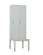 Szafa socjalna BHP ubraniowa z ławką, 2200x800x500 mm, szara - TechViking