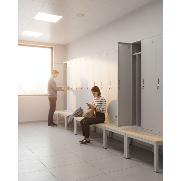 Szafa socjalna BHP ubraniowa z ławką, 2200x800x500 mm, szara - TechViking #10