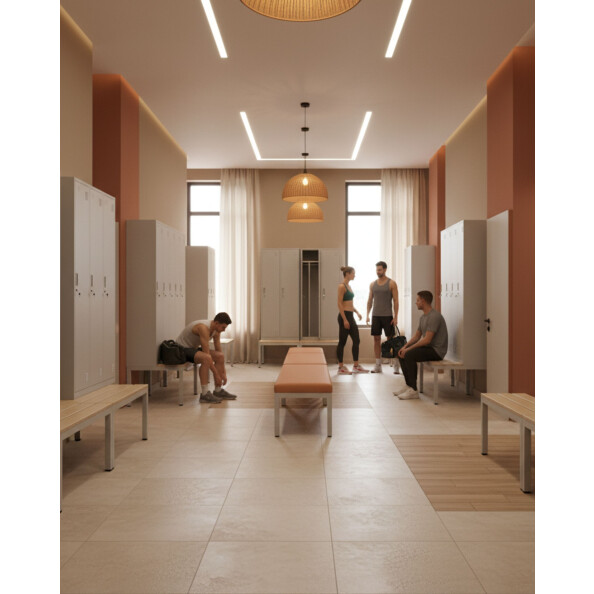 Szafa socjalna BHP ubraniowa z ławką, 2200x800x500 mm, szara - TechViking #12