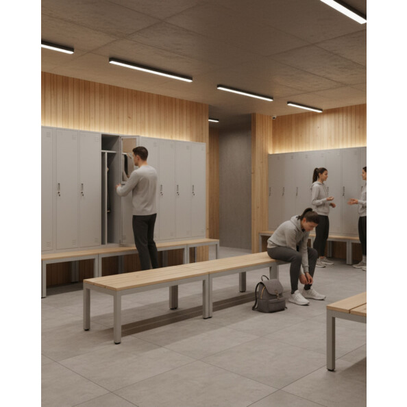 Szafa socjalna BHP ubraniowa z ławką, 2200x800x500 mm, szara - TechViking #13