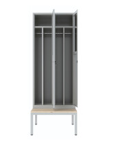 Szafa socjalna BHP ubraniowa z ławką, 2200x800x500 mm, szara - TechViking