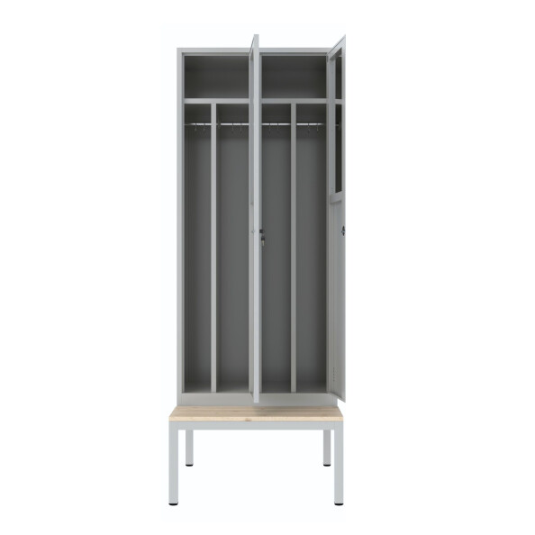 Szafa socjalna BHP ubraniowa z ławką, 2200x800x500 mm, szara - TechViking #2