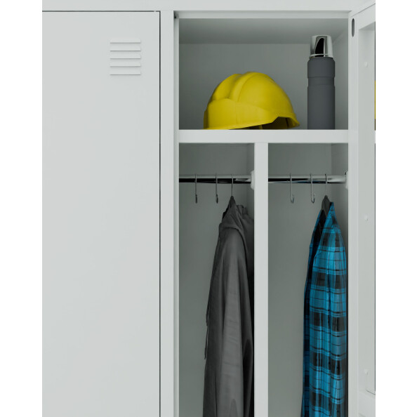 Szafa socjalna BHP ubraniowa z ławką, 2200x800x500 mm, szara - TechViking #3