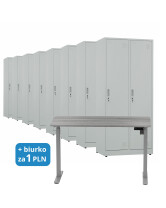 8x Szafa socjalna BHP ubraniowa, 1800x800x500 mm, szara + 1x Biurko z elektryczną regulacją wysokości, szare za 1 zł - TechViking