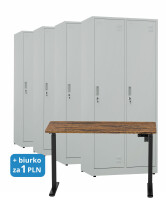 4x Szafa socjalna BHP ubraniowa, 1800x800x500 mm, szara + 1x Biurko z elektryczną regulacją wysokości, orzech/czarne za 1 zł - TechViking