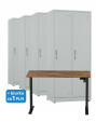 4x Szafa socjalna BHP ubraniowa, 1800x800x500 mm, szara + 1x Biurko z elektryczną regulacją wysokości, orzech/czarne za 1 zł - TechViking