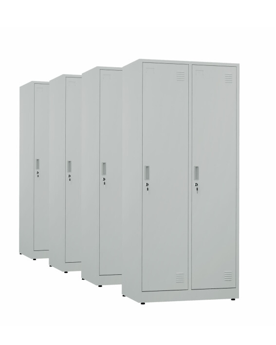 4x Szafa socjalna BHP ubraniowa, 1800x800x500 mm, szara - TechViking