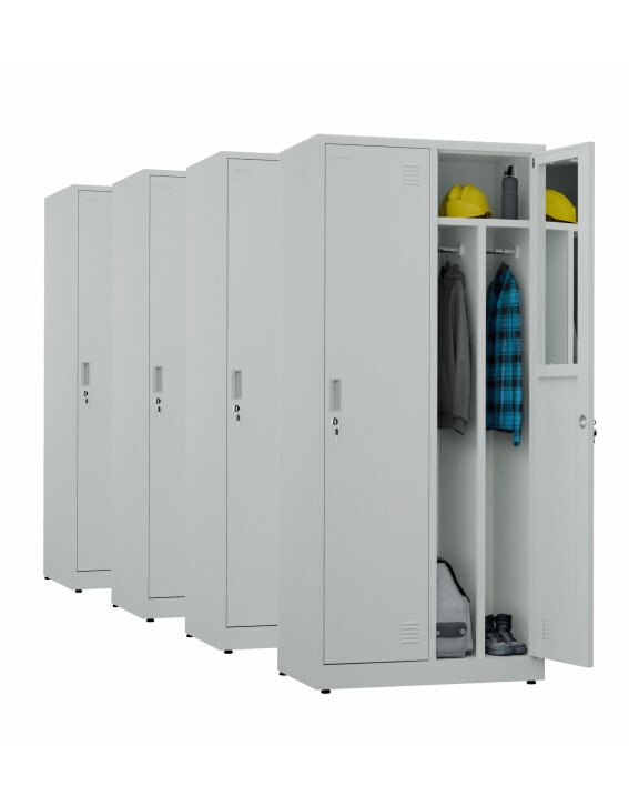 4x Szafa socjalna BHP ubraniowa, 1800x800x500 mm, szara - TechViking