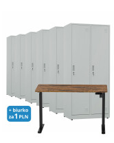 6x Szafa socjalna BHP ubraniowa, 1800x800x500 mm, szara + 1x Biurko z elektryczną regulacją wysokości, orzech/czarne za 1 zł - TechViking