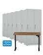 6x Szafa socjalna BHP ubraniowa, 1800x800x500 mm, szara + 1x Biurko z elektryczną regulacją wysokości, orzech/czarne za 1 zł - TechViking