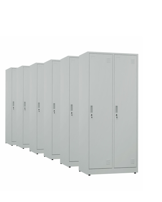 6x Szafa socjalna BHP ubraniowa, 1800x800x500 mm, szara - TechViking