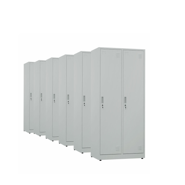 6x Szafa socjalna BHP ubraniowa, 1800x800x500 mm, szara - TechViking #1