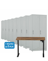8x Szafa socjalna BHP ubraniowa, 1800x800x500 mm, szara + 1x Biurko z elektryczną regulacją wysokości, orzech/czarne za 1 zł - TechViking