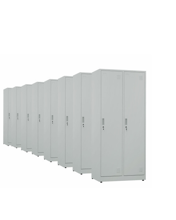 8x Szafa socjalna BHP ubraniowa, 1800x800x500 mm, szara - TechViking