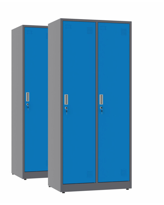 2x Szafa socjalna BHP ubraniowa, 1800x800x500 mm, grafitowo-niebieska - TechViking