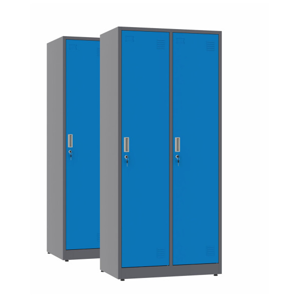 2x Szafa socjalna BHP ubraniowa, 1800x800x500 mm, grafitowo-niebieska - TechViking #1