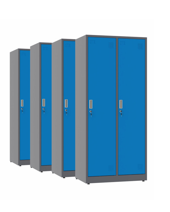 4x Szafa socjalna BHP ubraniowa, 1800x800x500 mm, grafitowo-niebieska - TechViking