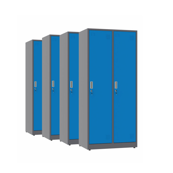 4x Szafa socjalna BHP ubraniowa, 1800x800x500 mm, grafitowo-niebieska - TechViking #1