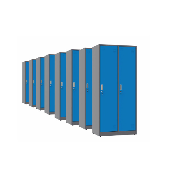 8x Szafa socjalna BHP ubraniowa, 1800x800x500 mm, grafitowo-niebieska - TechViking #1