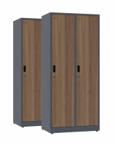 2x Szafa socjalna BHP ubraniowa, 1800x800x500 mm, NATURAL: grafitowa/orzech - TechViking