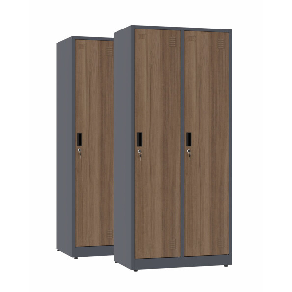 2x Szafa socjalna BHP ubraniowa, 1800x800x500 mm, NATURAL: grafitowa/orzech - TechViking #1