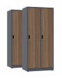 2x Szafa socjalna BHP ubraniowa, 1800x800x500 mm, NATURAL: grafitowa/orzech - TechViking