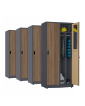 4x Szafa socjalna BHP ubraniowa, 1800x800x500 mm, NATURAL: grafitowa/orzech - TechViking