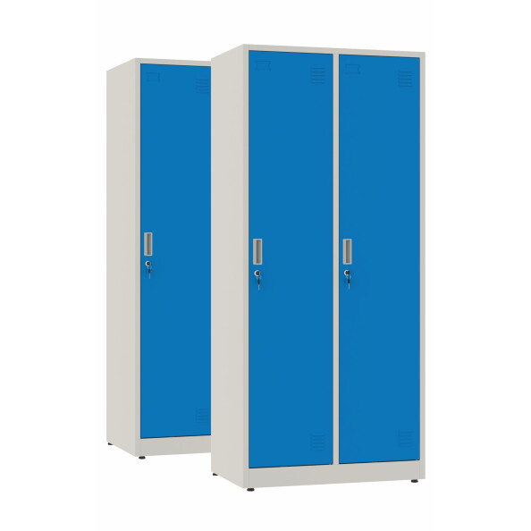 2x Szafa socjalna BHP ubraniowa, 1800x800x500 mm, szaro-niebieska - TechViking #1