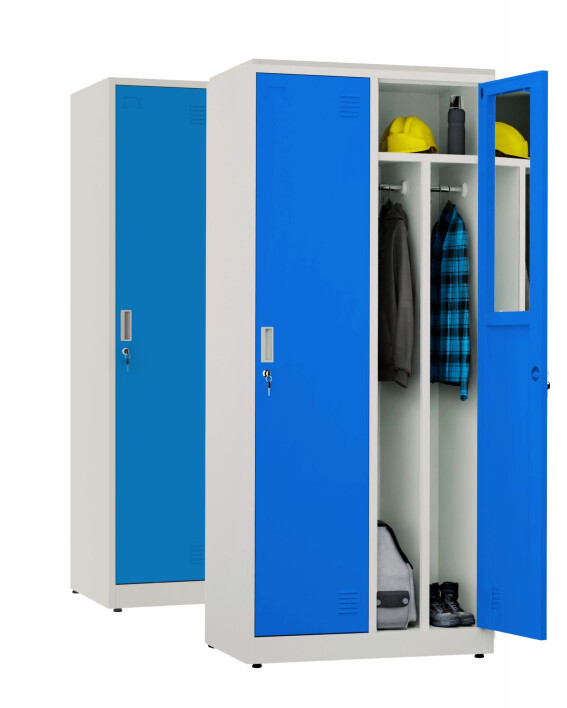 2x Szafa socjalna BHP ubraniowa, 1800x800x500 mm, szaro-niebieska - TechViking