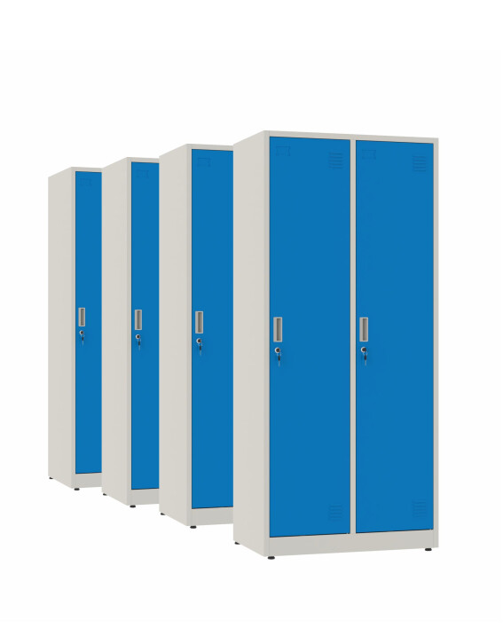 4x Szafa socjalna BHP ubraniowa, 1800x800x500 mm, szaro-niebieska - TechViking