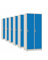 6x Szafa socjalna BHP ubraniowa, 1800x800x500 mm, szaro-niebieska - TechViking