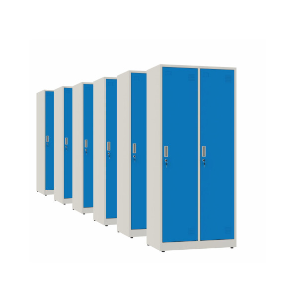 6x Szafa socjalna BHP ubraniowa, 1800x800x500 mm, szaro-niebieska - TechViking #1